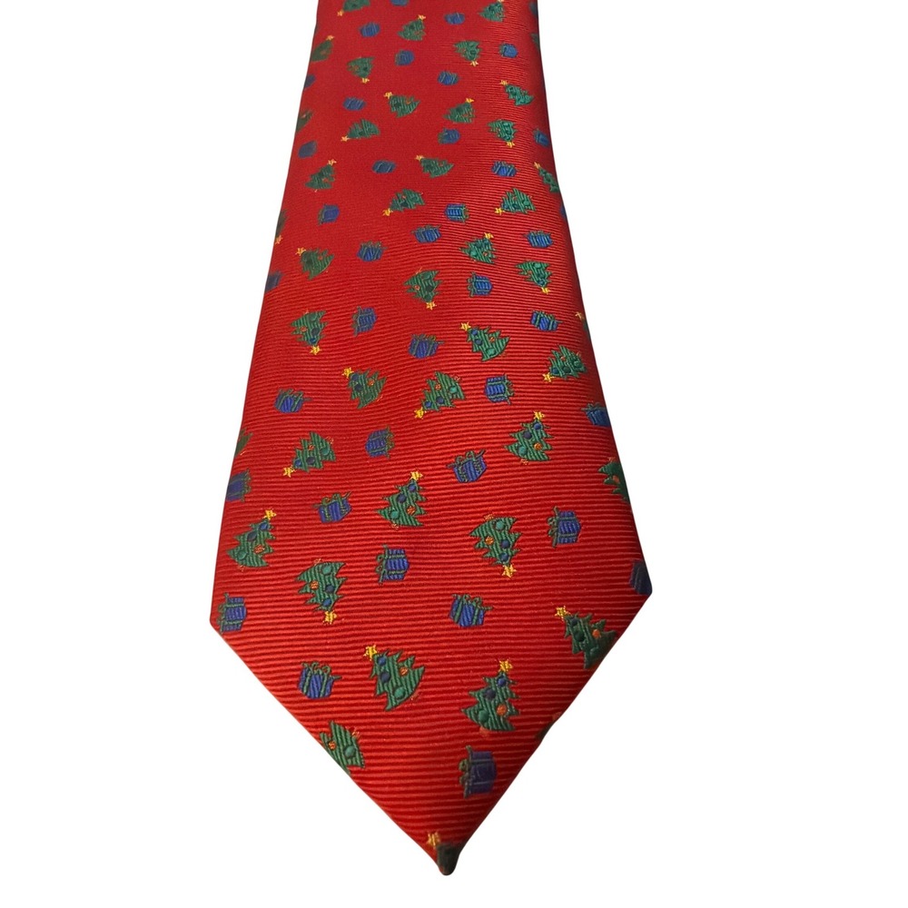 Hallmark Christmas Tree Necktie Gift Woven Print Holiday Festive Novelty Classic